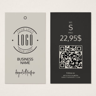 Étiquette de vêtement moderne avec code QR beige g