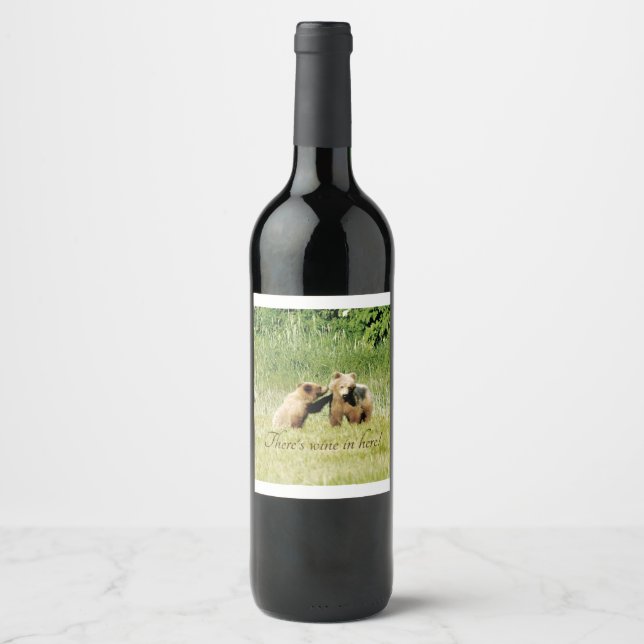 Étiquette de vin 3x2 pour oursons grizzlis (Devant)