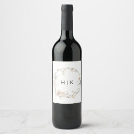 Étiquette de vin à monogramme floral aquarelle élé