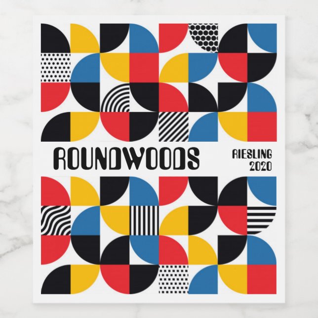 Étiquette de vin Abstrait rétro (Étiquettes simples)