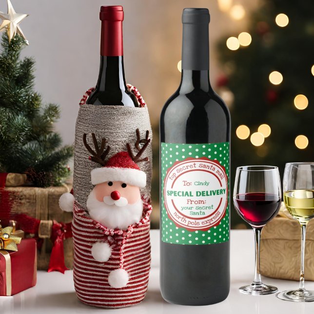 Étiquette de vin cadeau Père Noël Secret personnal (Créateur téléchargé)