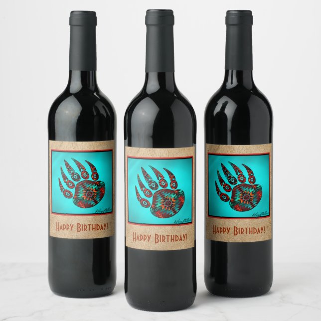 Étiquette de vin cru de l'ours tribal (Bouteilles)