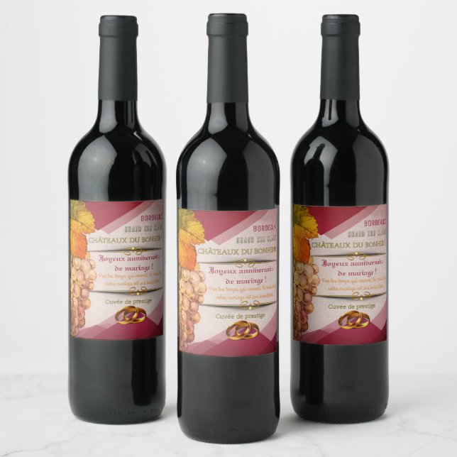 Étiquette de vin. Cuvée des époux (Bouteilles)