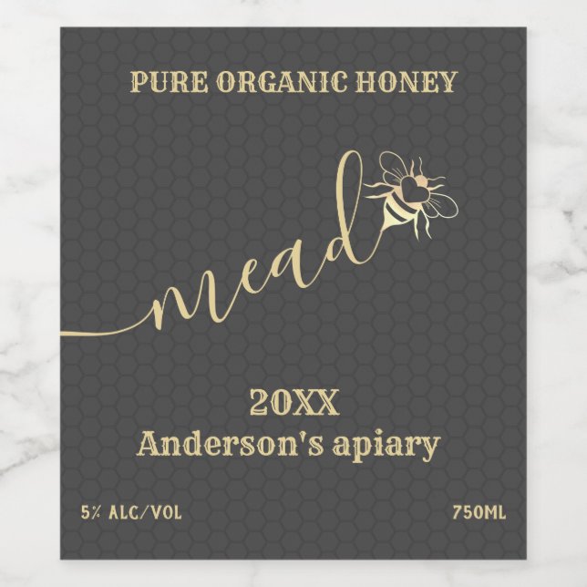Étiquette de vin d'abeilles domestiques moderne (Étiquettes simples)