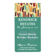 Étiquette de vin d'anniversaire turquoise (375ml)