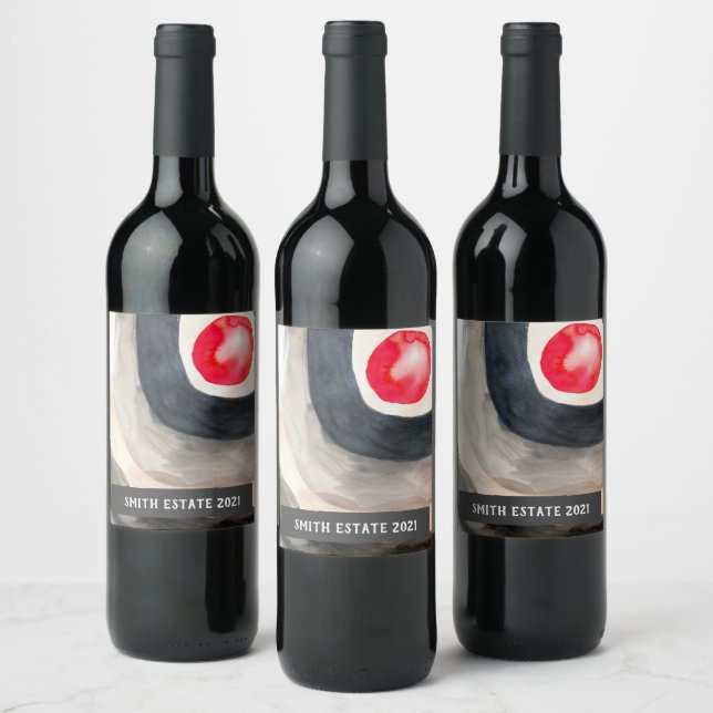 Étiquette de vin d'art d'aquarelle abstraite (Bouteilles)