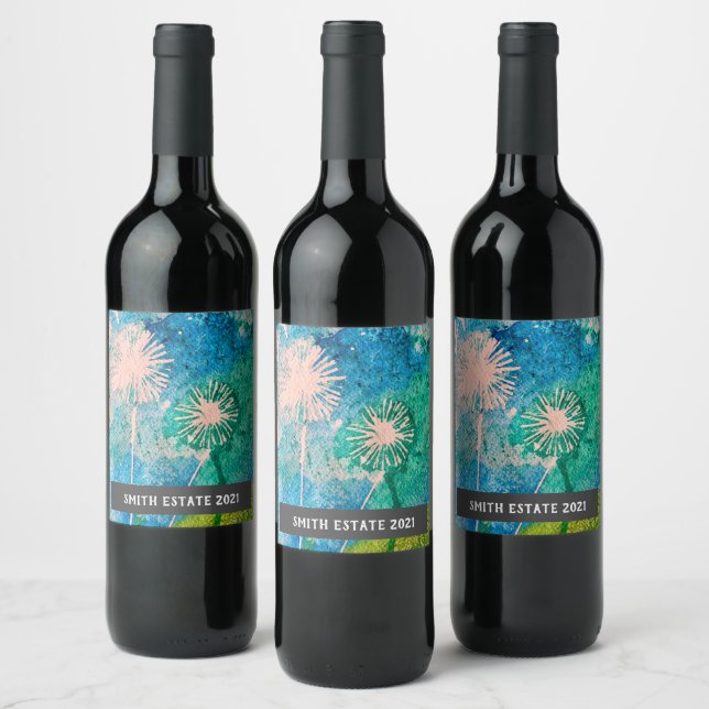 étiquette de vin d'art de l'aquarelle de pissenlit (Bouteilles)