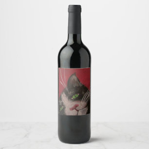 étiquette de vin de chat tuxedo