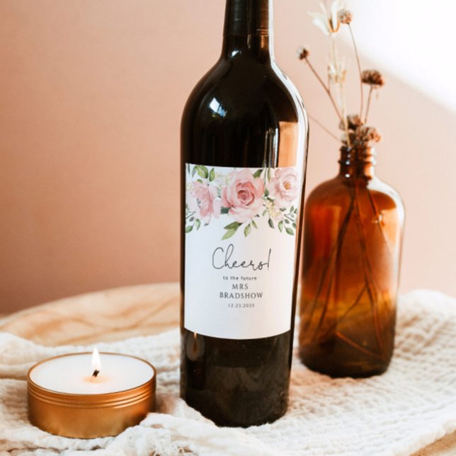 Étiquette de vin de douche à fleurs blanches (Créateur téléchargé)