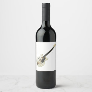 Étiquette de vin de guitare blanc