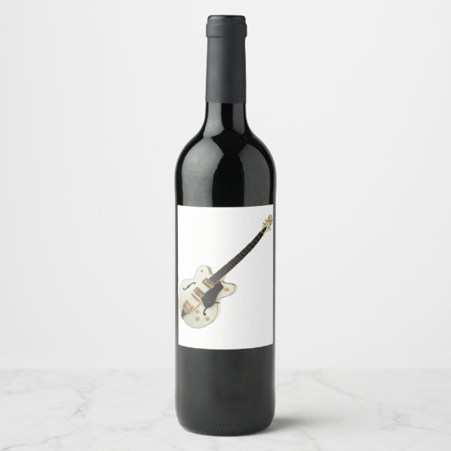 Étiquette de vin de guitare blanc (Devant)