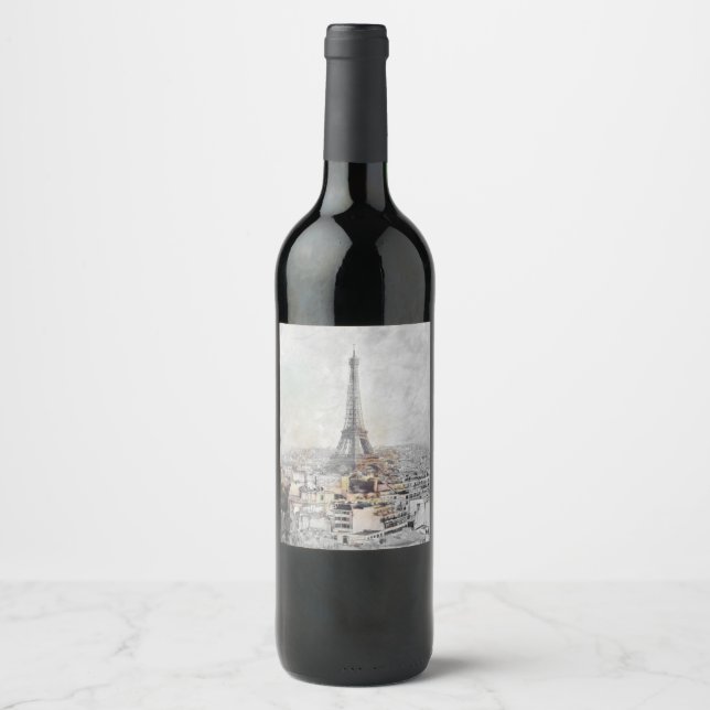 Étiquette de vin de la Tour Eiffel Paris – Élégant (Devant)