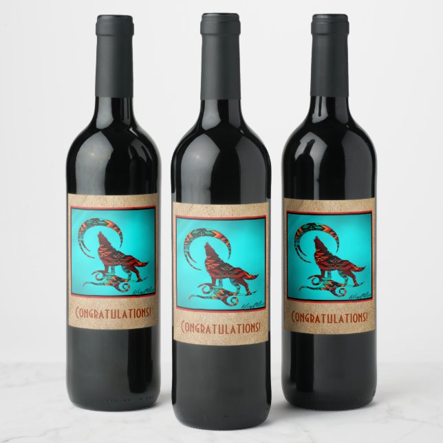 Étiquette de vin de loup du sud-ouest (Bouteilles)