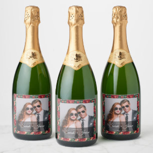 Étiquette de vin de mariage de fleur sauvage de ro