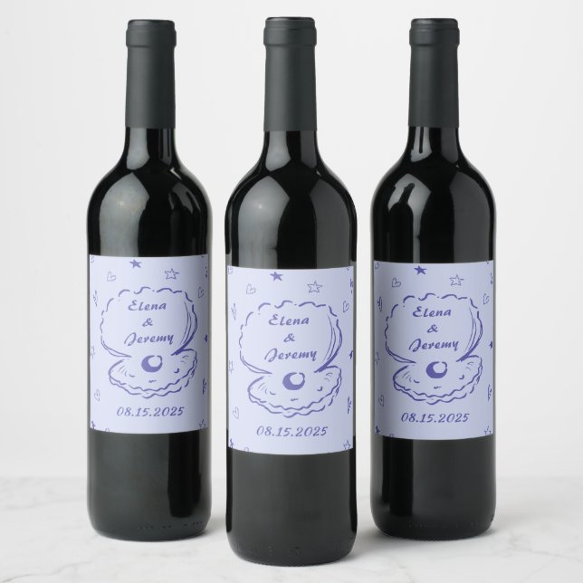 Étiquette de vin de mariage dessinée à la main et  (Bouteilles)