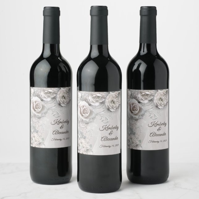 Étiquette de vin de mariage élégante avec vos noms (Bouteilles)