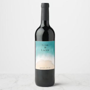 étiquette de vin de mariage plage