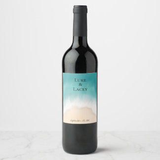 étiquette de vin de mariage plage