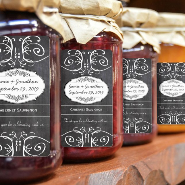 Étiquette de vin de mariage sur tableau noir (Créateur téléchargé)