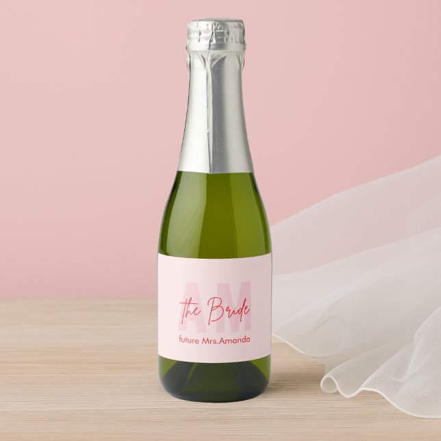 Étiquette de vin de mariée personnalisé | Pink Mon (Créateur téléchargé)