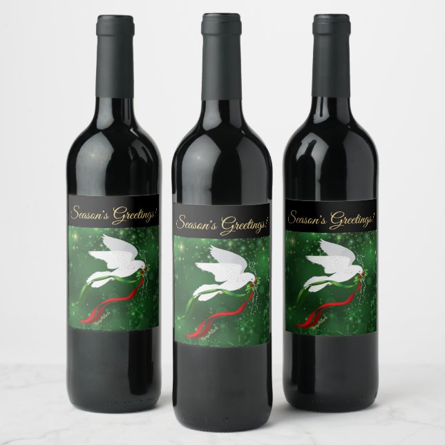 Étiquette de vin de Noël White Dove (Bouteilles)