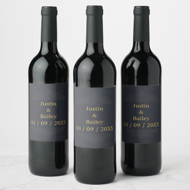 Étiquette de vin de nom Gold personnalisé (Bouteilles)