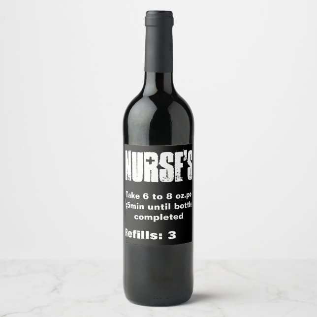 Étiquette de vin drôle de l'infirmière (Devant)
