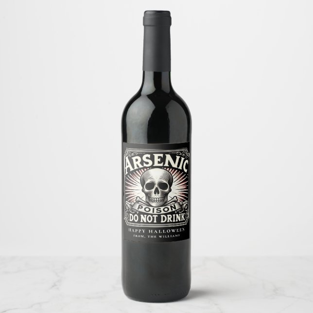 Étiquette de vin empoisonné crâne pour soirée poti (Devant)
