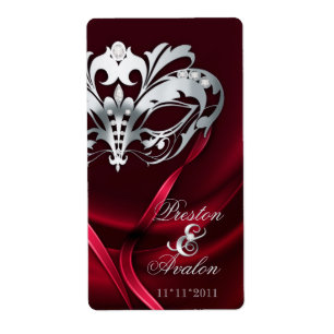 Étiquette de vin en argent Masquerade rouge bijoux