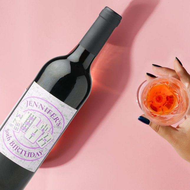 Étiquette de vin en mosaïque de Mahjong pour décor (Créateur téléchargé)