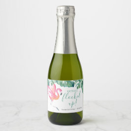 Étiquette de vin étincelant de Flamant rose rose d
