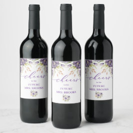 Étiquette de vin floral pourpre