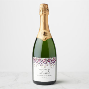 Étiquette de vin floral pourpre