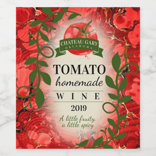 Étiquette de vin maison rouge tomate personnalisée (Étiquettes simples)