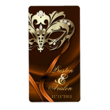 Étiquette de vin Mariage à bijoux doré mascarade