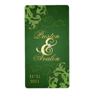 Étiquette de vin Mariage Bijoux en or Vert