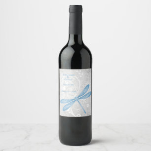 Étiquette de vin Mariage de Dragonfly bleu