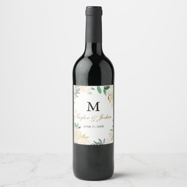 Étiquette de vin Mariage de la couronne d'or bleu (Devant)