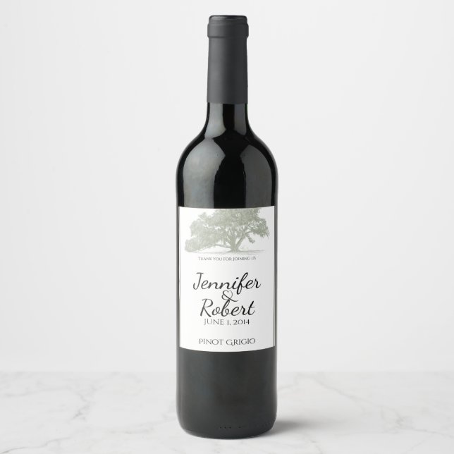 Étiquette de vin Mariage de la Plantation de chêne (Devant)