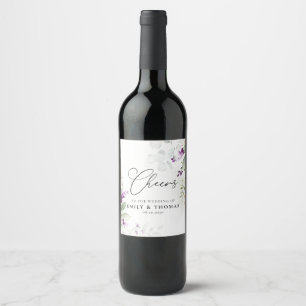 Étiquette de vin Mariage de lavande de verdure pou
