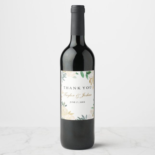 Étiquette de vin Mariage de Merci de couronne d'or (Devant)