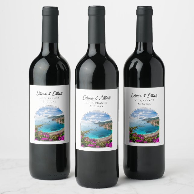 Étiquette de vin Mariage Nice France (Bouteilles)