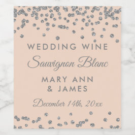 Étiquette de vin mariage Parties scintillant argen