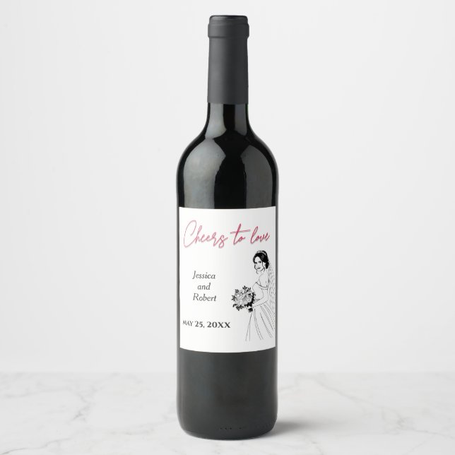 Étiquette de vin Mariage personnalisé (Devant)