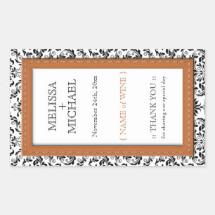 Étiquette de vin Mariage vertical Orange Stitch Da