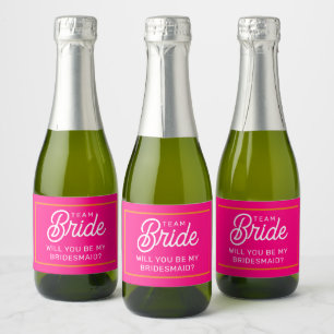 Étiquette de vin mousseux mini 'Will You Be My Bri