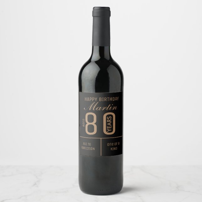 Étiquette de vin personnalisé 80e anniversaire (Devant)