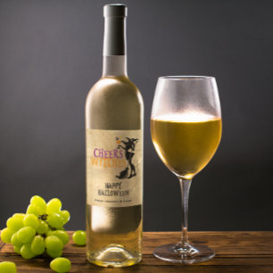 Étiquette de vin personnalisé Cheers sorcières Hal