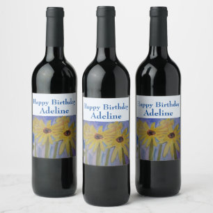 Étiquette de vin personnalisé Fleurs de soleil jau