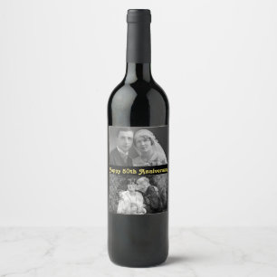 Étiquette de vin personnalisé Happy 50th Anniversa